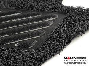 FIAT 124 Floor Mats - All Weather - Rubber Woven Carpet - Black